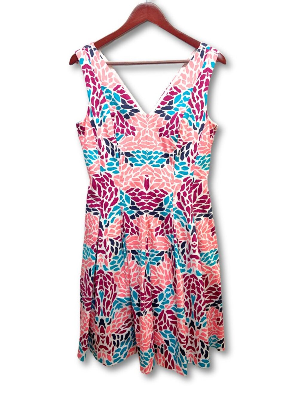 Anne Klein Pink Teal Purple Floral Midi Dress